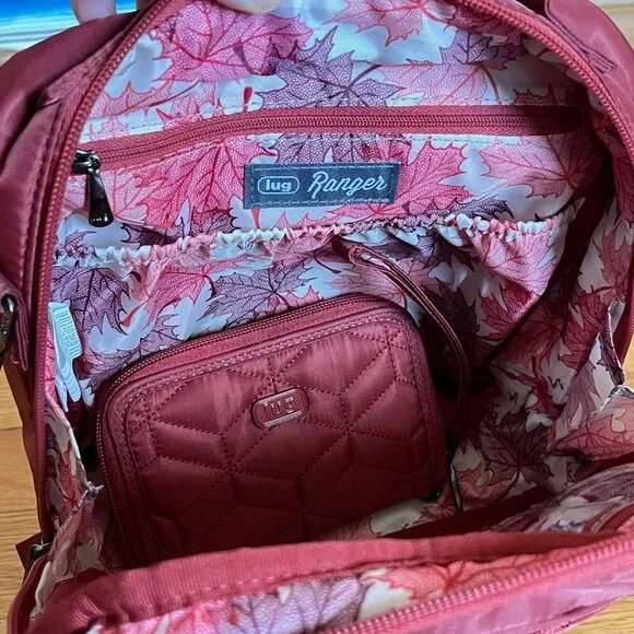 LUG Ranger Crossbody and Matching Wallet Rosewood and Maple Cream Inside - Picture 13 of 16